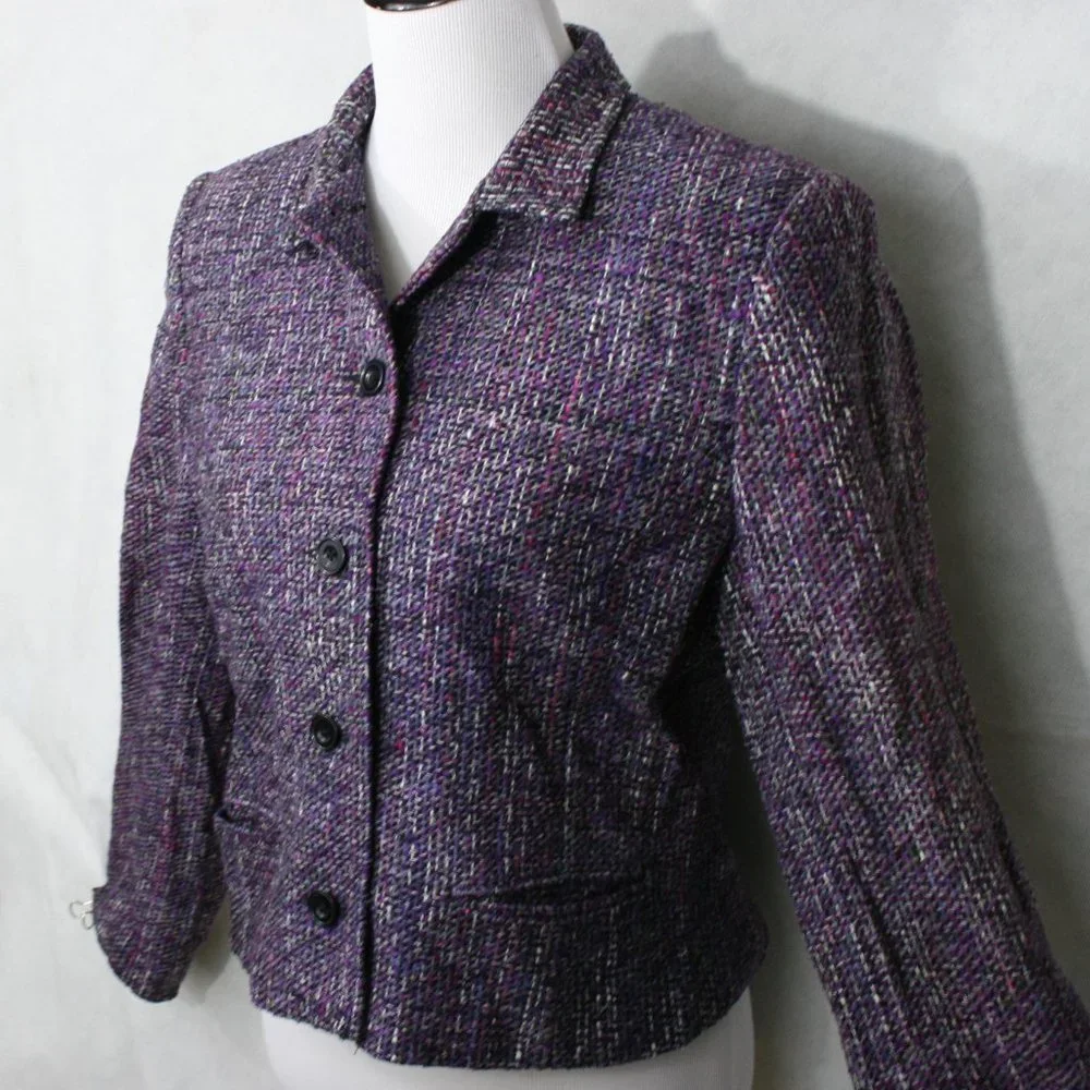 Vintage 80’s Soiree Rainbow Handwoven Silk Lined Knit Blazer SZ M EUC - Picture 1 of 7
